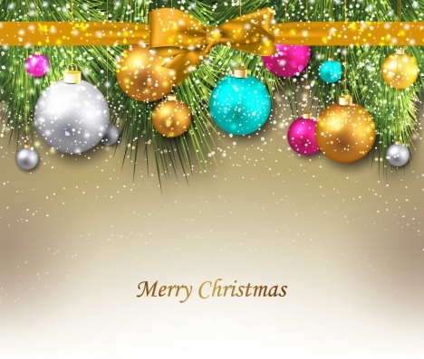 Sparkling christmas background with knot and balls vectors stock in ...