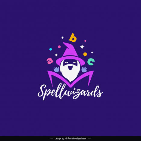spellwizards logo template funny dynamic old man face