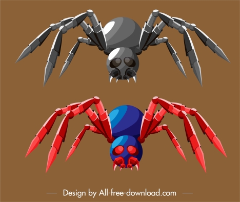 spider robot icon colored 3d sketch