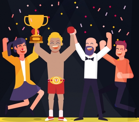 Sports background boxing theme award trophy icon vectors stock in format  for free download 
