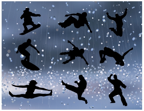 sports promotion silhouettes illustration on bokeh background