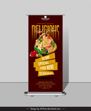 Standee delicious food menu template spaghetti decor vectors stock in ...