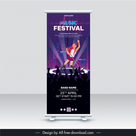 standee music festival banner template dynamic singer audience