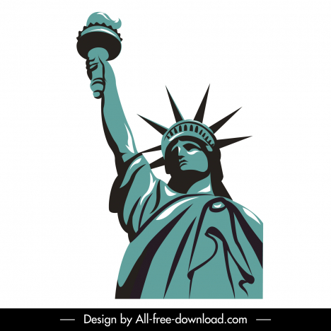 Statue of liberty sign icon classic flat handdrawn sketch vectors stock ...