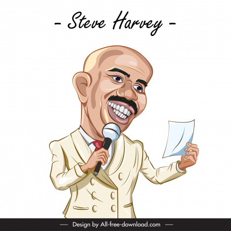 Steve harvey icon funny dynamic cartoon character outline vectors stock in  format for free download 162 bytes