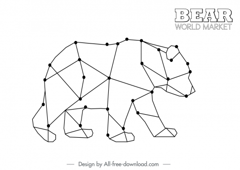 stock trade icon sign low polygonal bear sketch