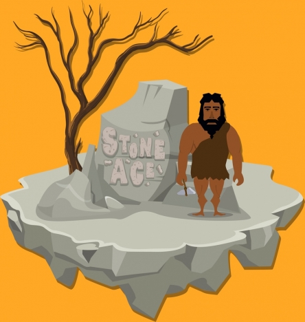 stone age background rock human icon cartoon design