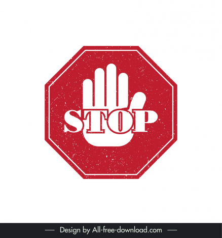 stop stamp template flat octagonal shape hand design