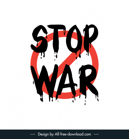 stop war sign template blood effect flat  design