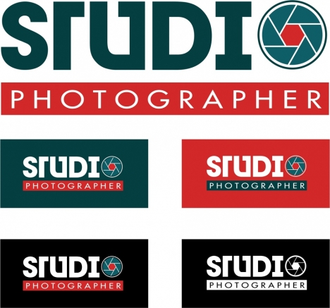 studio logo design words isolation on colored background