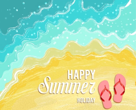 summer holiday banner beach sand slippery icons