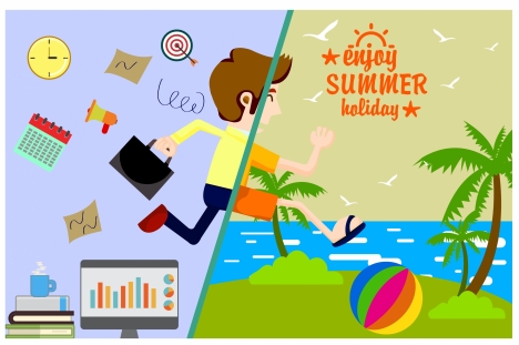 summer holiday banner with transforming design style