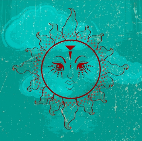 sun background grunge blue decoration stylized design