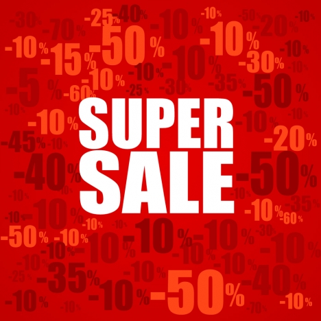 super sale banner with percent discount pattern background