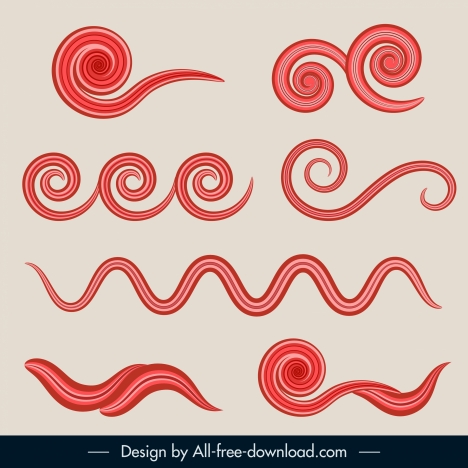 swirled design elements red flat motion sketch