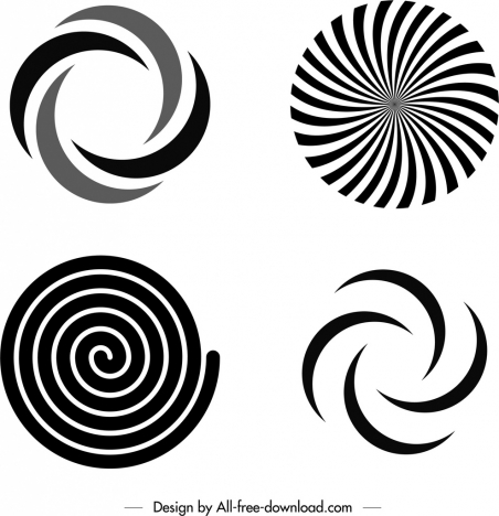 swirled shapes templates black white flat sketch