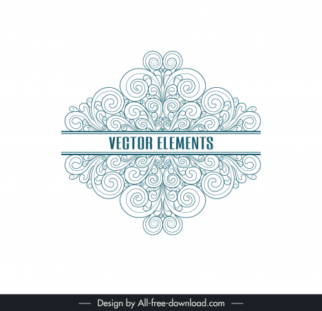 symmetric curves design elements green classical seamless outline