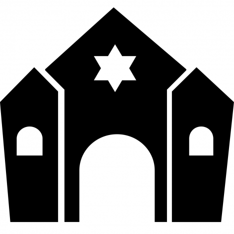 synagogue architecture sign icon flat black white sketch