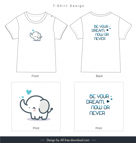 t shirt template cute flat handdrawn elephant calf