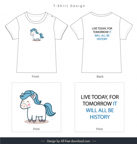 t shirt template cute handdrawn horse