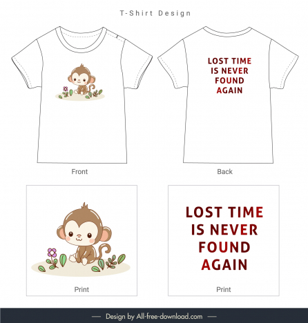 t shirt template cute monkey cartoon