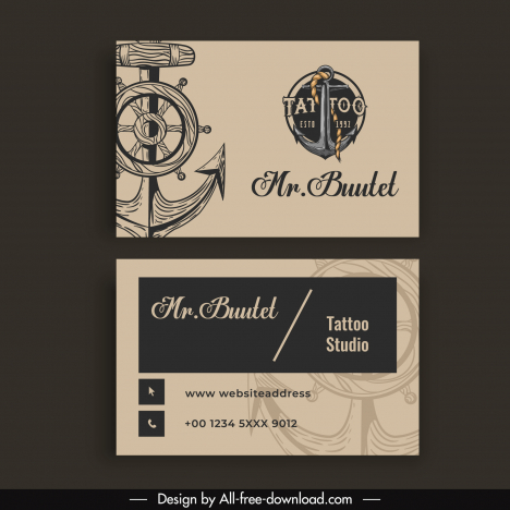 Free printable customizable tattoo business cards  Canva