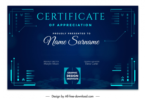 technology certificate template modern symmetric corner decor