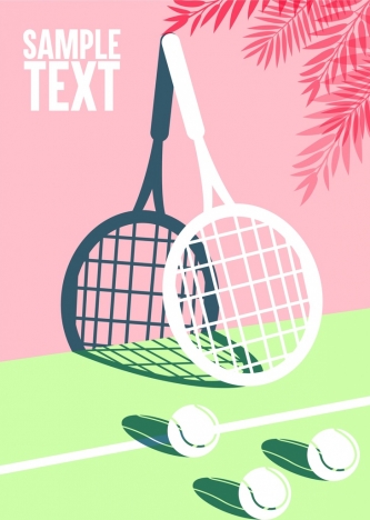 tennis background racquet ball shadow icons 3d design