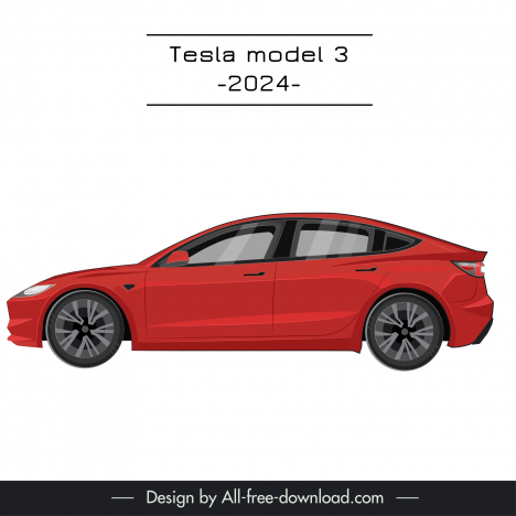 Tesla model 3 2024 modern elegant side view vectors stock in format for  free download 2.19MB