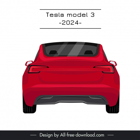 Tesla model 3 2024 template symmetric elegant back view vectors stock in  format for free download 1.96MB