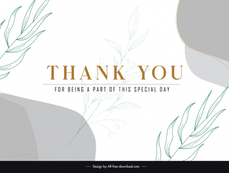 thank you card template flat classic leaves