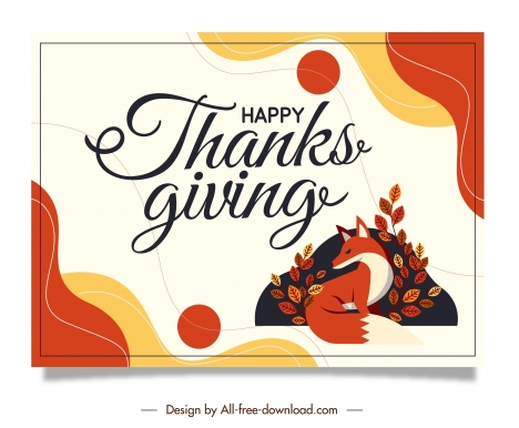 thanks giving card template colorful classic fox leaves