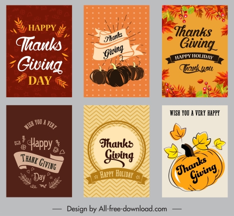 thanksgiving cards templates colorful classical leaves pumpkin decor