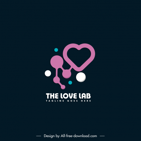 the love lab logo molecule heart shapes