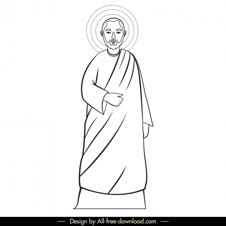 Thomas christian apostle icon black white retro cartoon character ...