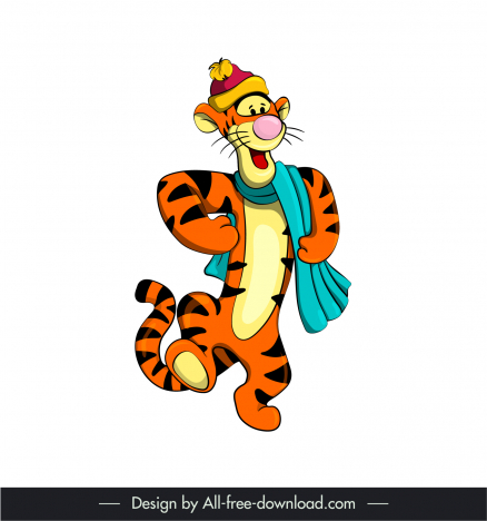Tiger pooh cartoon character icon colored stylized design vectors stock in  format for free download 162 bytes