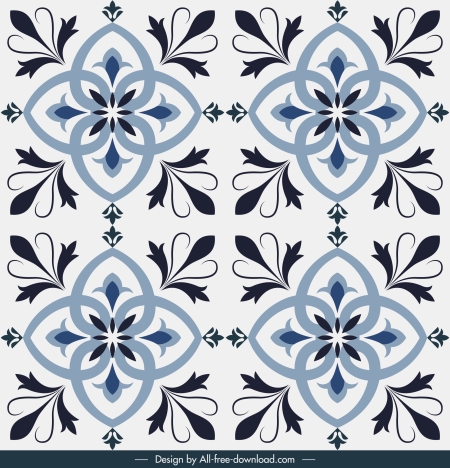 tile pattern floral sketch symmetric repeating decor