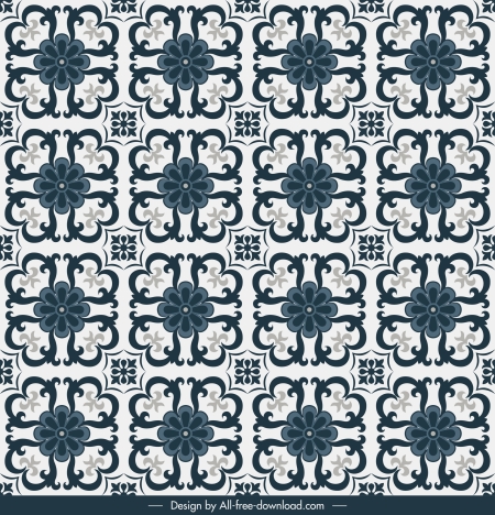 tile pattern template flora sketch symmetric flat repeating