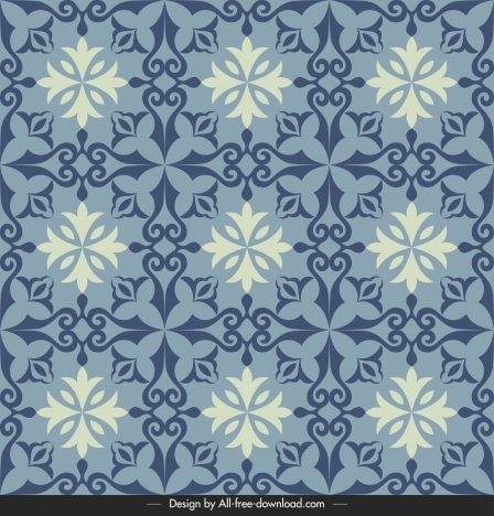 tile pattern template retro symmetrical floral decor