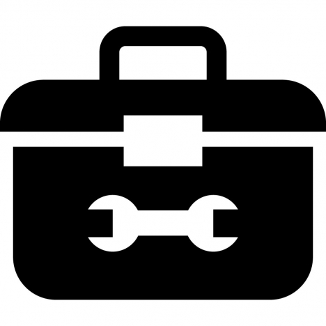 toolbox sign icon flat contrast black white symmetric outline