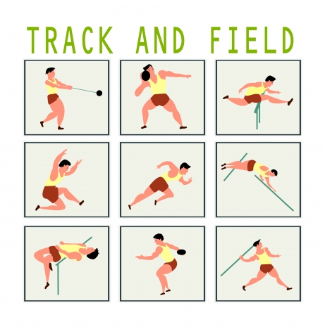 track and field promotion vector illustration with games