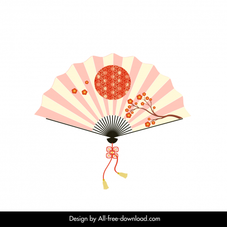 traditional japanese fan icon cherry blossom sun decor