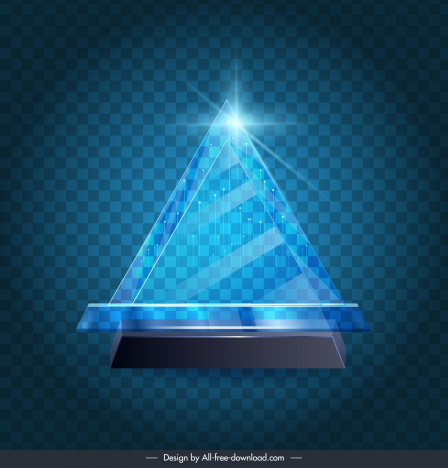 transparent glass award template elegant 3d pyramid shape