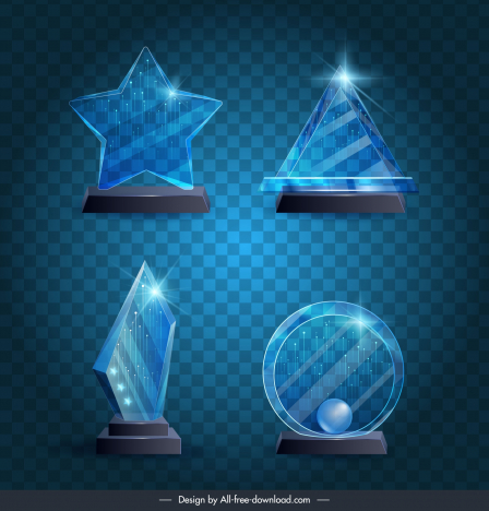 transparent glass trophy templates collection luxury shining shapes