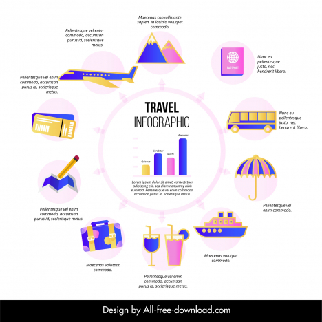 travel inforgraphic poster template tourism elements chart layout