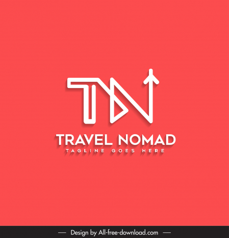 travel nomad logo template flat stylized texts airplane sketch