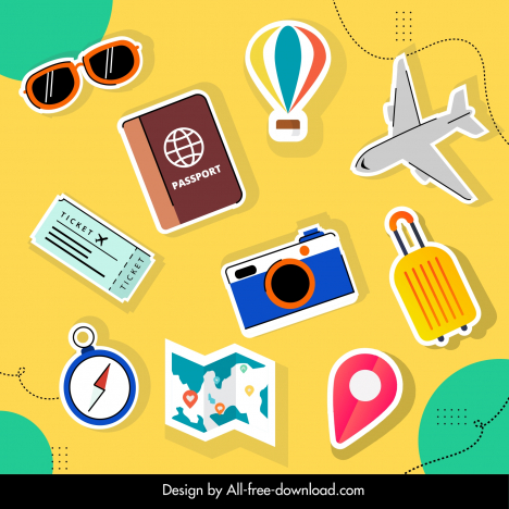 travel pattern tourism elements objects icons