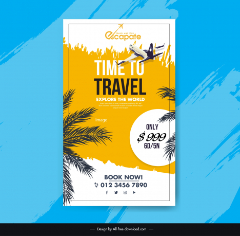 travel roll up banner template airplane coconut tree decor