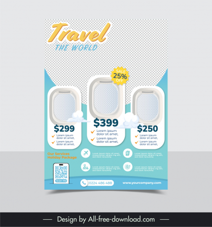 travel sale flyer template elegant checkered airplane doors