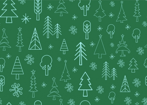 tree icons pattern outline repeating style design